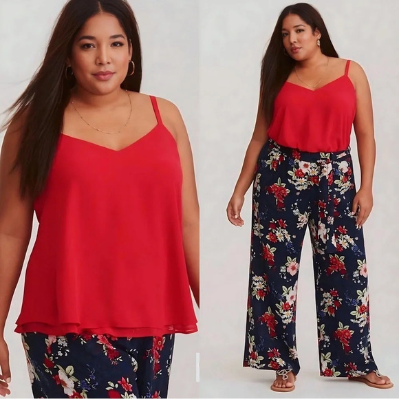 Torrid Sophie Sunwashed Raspberry Chiffon Double Layer Cami Size 3 - Picture 1 of 11